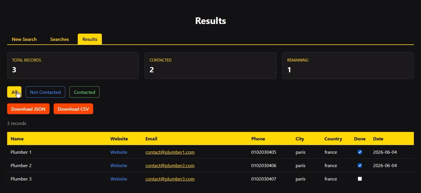 Interface du système de collecte de données autonome