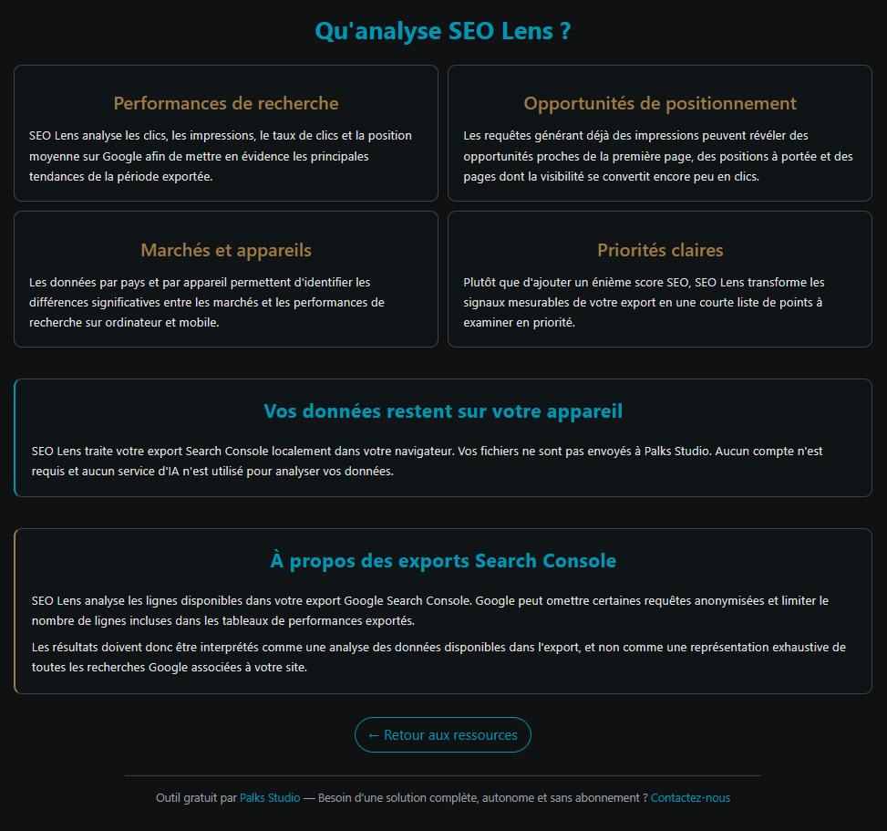 Analyse des performances et opportunités SEO dans SEO Lens