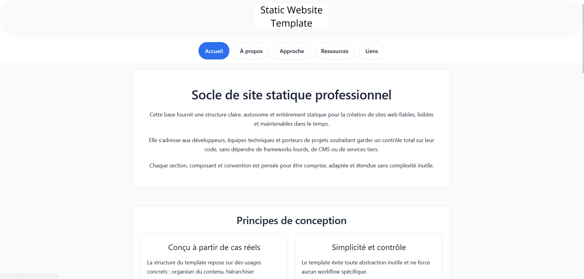 Exemple de site statique structuré